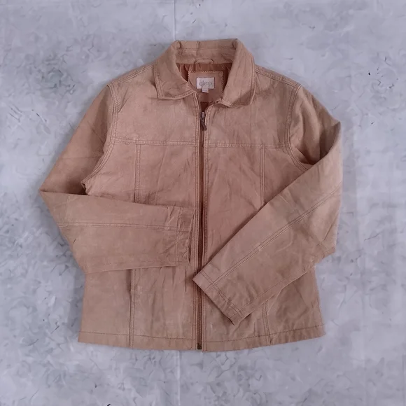 Suede Zip-Front Jacket in Tan Cleo Leather - Picture 8 of 10